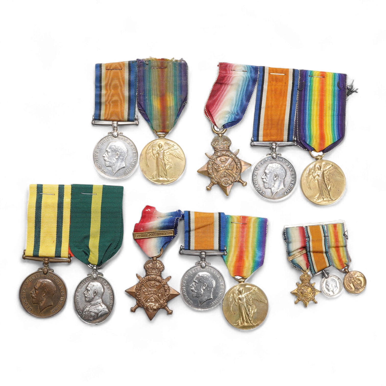 Four First World War medal groups awarded to
